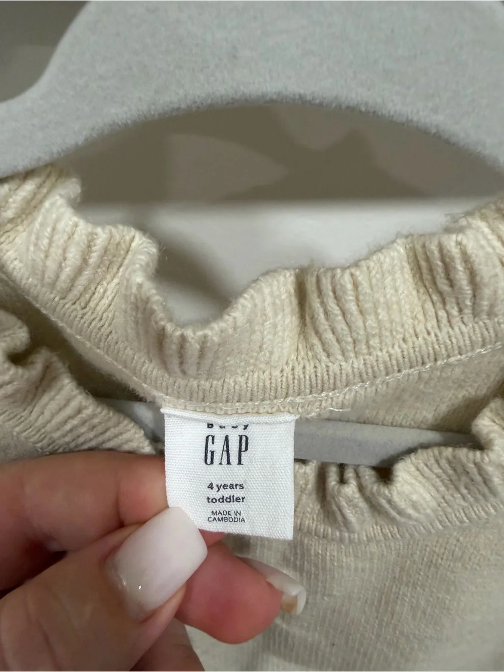 GAP Cream Ruffle-Neck Knit Dress for Girls